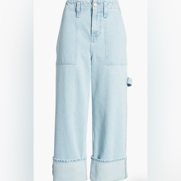 We The Free Major Leagues Mid-Rise Cuffed Jeans Sz 28 Wide Leg Light Stone - Picture 3 of 7